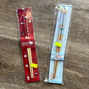 2 Pairs of Sanrio-Themed Chopsticks: Hello Kitty / Minna No Tabo